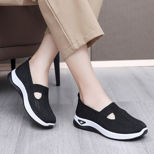 Shoes for women summer breathable soft bottom middle-aged and elderly mother shoes one foot stomp ladies canvas shoes TEMU cross-border large size women's shoes 