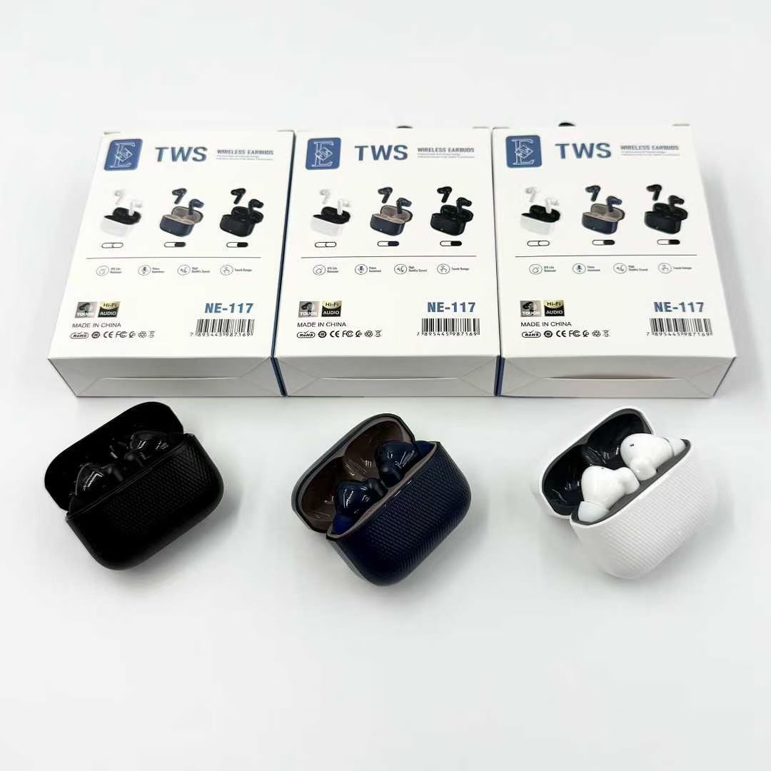 Transfronterizo NE - 116 cuero auriculares Bluetooth inalámbricos de alta calidad de sonido de doble oído inalámbrico tipo TWS estéreo