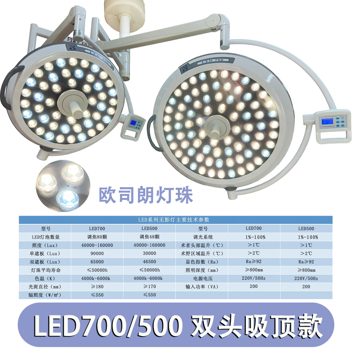 lámpara de LED sin sombra para quirófano especial lámpara de dos cabezas de alto rendimiento de color hospital plástico equipo de hospital de mascotas