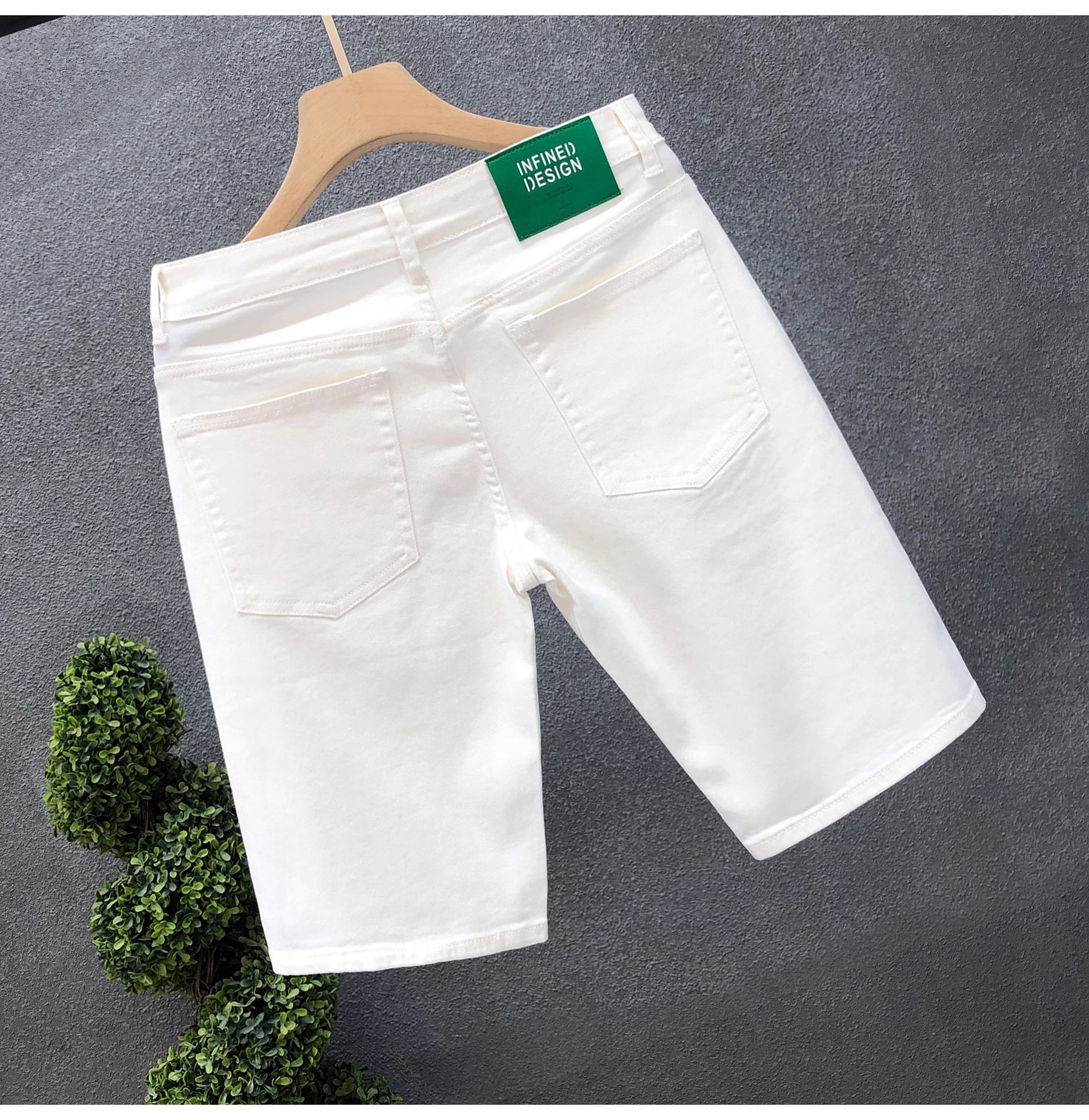 Schlanke Stretch Jeansshorts Für Herren In Blau Für Den Sommer_voghion.com