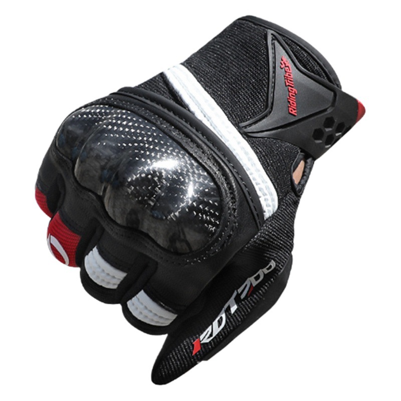 Guantes de moto verano cuatro estaciones a prueba de viento al aire libre montañismo fibra de carbono resistente a la caída dedo completo motocicleta montar guantes de pantalla táctil