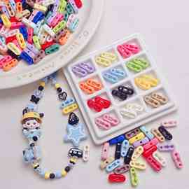 亚克力烤漆回形针别针通孔串珠DIY材料手链手机链项链饰品配件