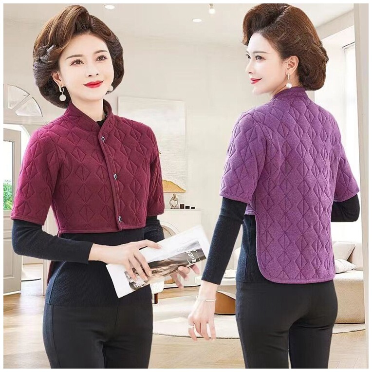 2024 Middle-aged and Elderly Shoulder Jacket fleece-lined Thickened Shoulder Neck Cold-proof Warm-keeping Cervical Spine Women's Ware Vest Jacket
