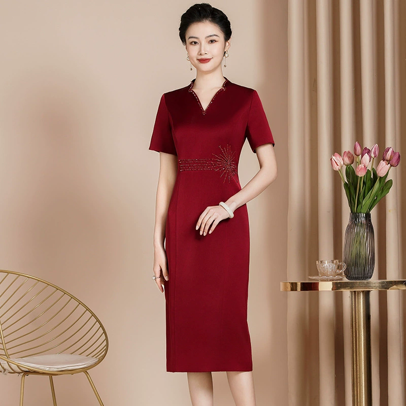 2024 весна и лето новая мама среднего возраста средний и длинный чонсам