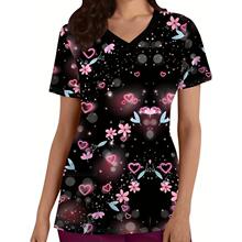 U 19661 V-neck printed caregiver uniform V ��ӡ����