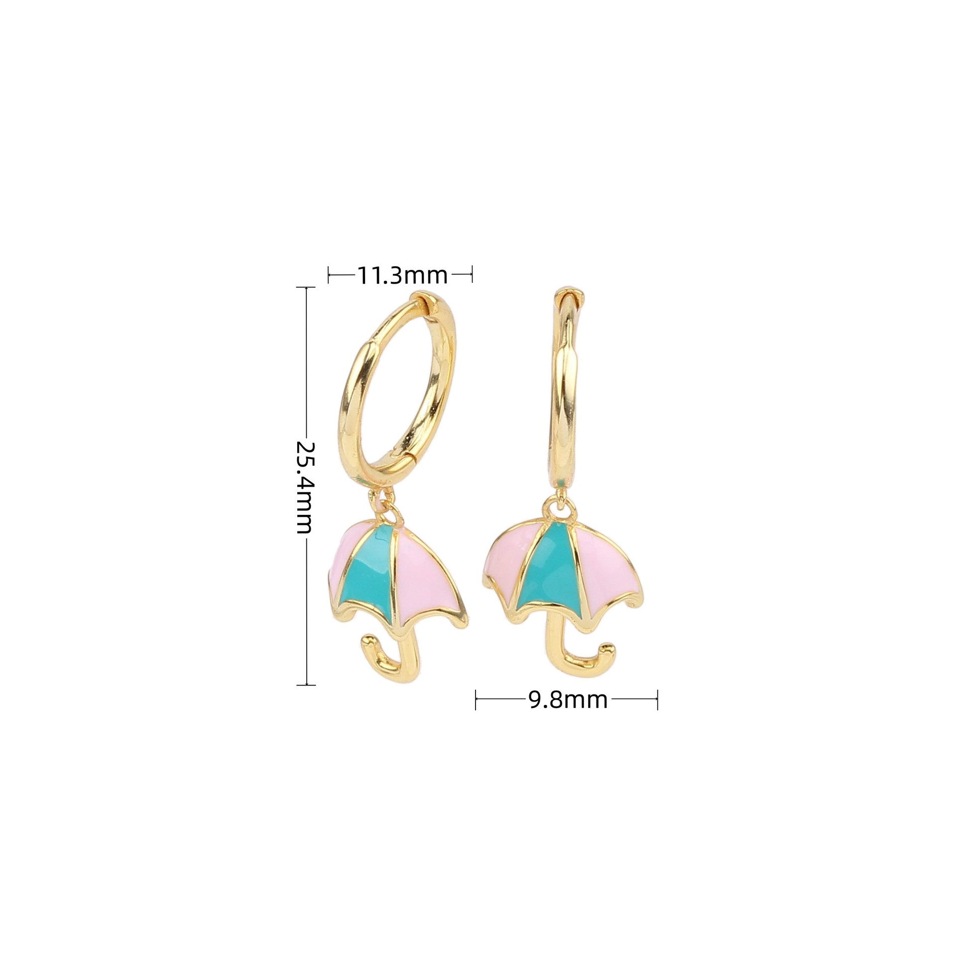 1 Pair Novelty Simple Style Umbrella Enamel Sterling Silver Drop Earrings display picture 1