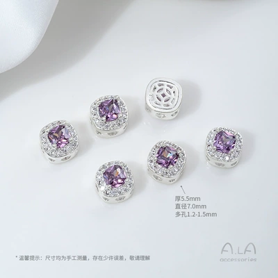 Porous Loose Beads DIY – Zərgərlik ara hissələri - z448-4-a-type-bright-silver-purple-zirconium-1-piece