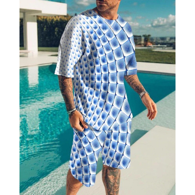 Suit de camiseta de hombre de estilo deportivo impresión digital impresión de ropa de trabajo Aliexpress suministro de mano 3D manga corta