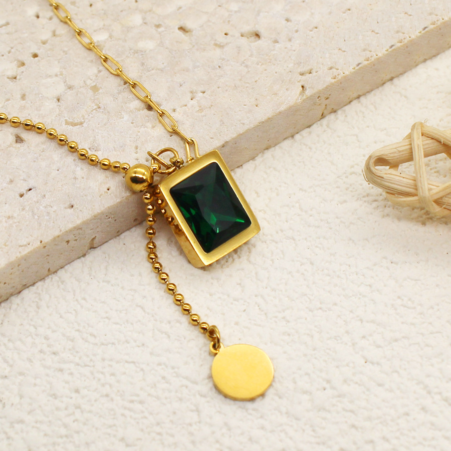 Collana di gioielli in smeraldo, design di nicchia, catena per clavicola patchwork in smeraldo, semplice e versatile, collana regolabile_voghion.com