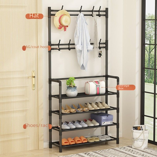 Home Shoe Rack Entrance Dorm Hat Rack Storage Rental House Multi-functional Shelf Simple Hat and Shoe Integrated Cabinet