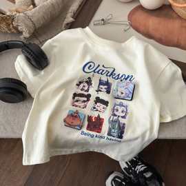 (亲子魔术贴)娜扎2025新款儿童纯棉半袖夏款印花百搭休闲酷帅T恤