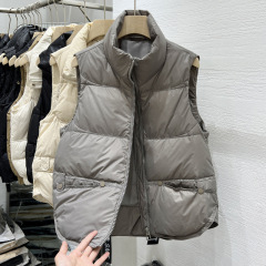 立襟ダウン綿馬甲女2024春秋冬の小柄なコート馬は肩の上着を挟んで女装する