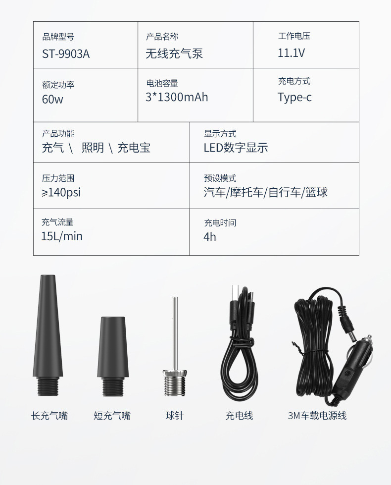 Car Air Pump Multi-Function Tire Basketball Bicycle Emergency Air Replenishment Smart Portable Wireless Digital Display Air Pump