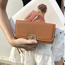 跨境新款钱包女士长款大容量多功能手拿包纯色简约女款高级感钱夹