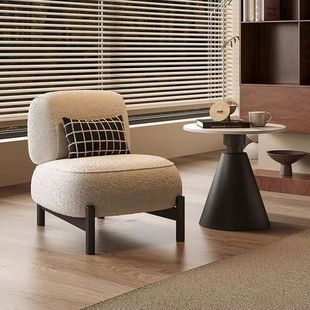 Cream Mid-Century Style Balcony Tea Table and Chair Combination Single Sofa Designer Beauty Salon Reception Cashmere Sofa