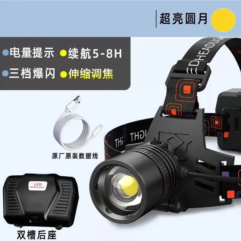 Faros transfronterizos P70 LED recargables Faros con zoom Pesca Duración larga Proyector de luz fuerte para exteriores image 10