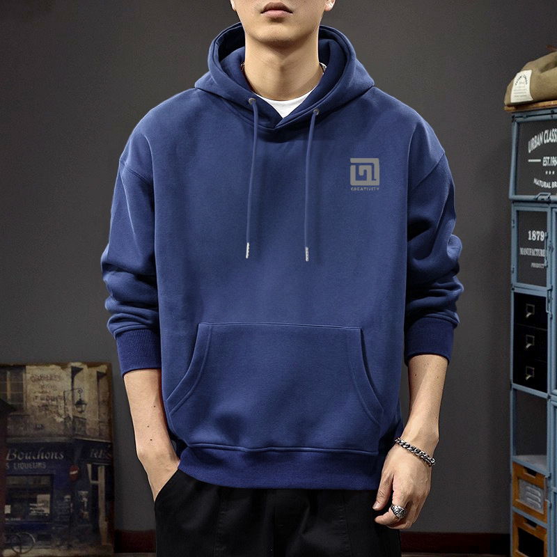 Azul escondido con sudadera con capuz regular 2892