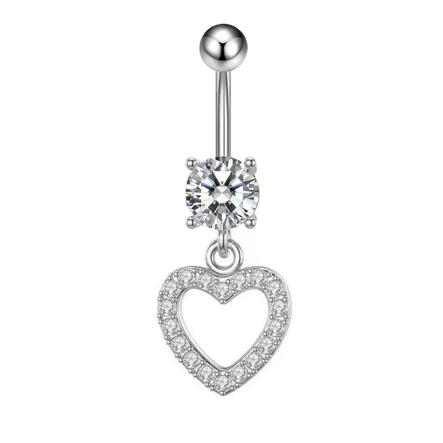 European American Cross-border E-commerce Piercing Jewelry: Navel Rings With Flowers, Hearts, Leaves, And Zirconia In_voghion.com