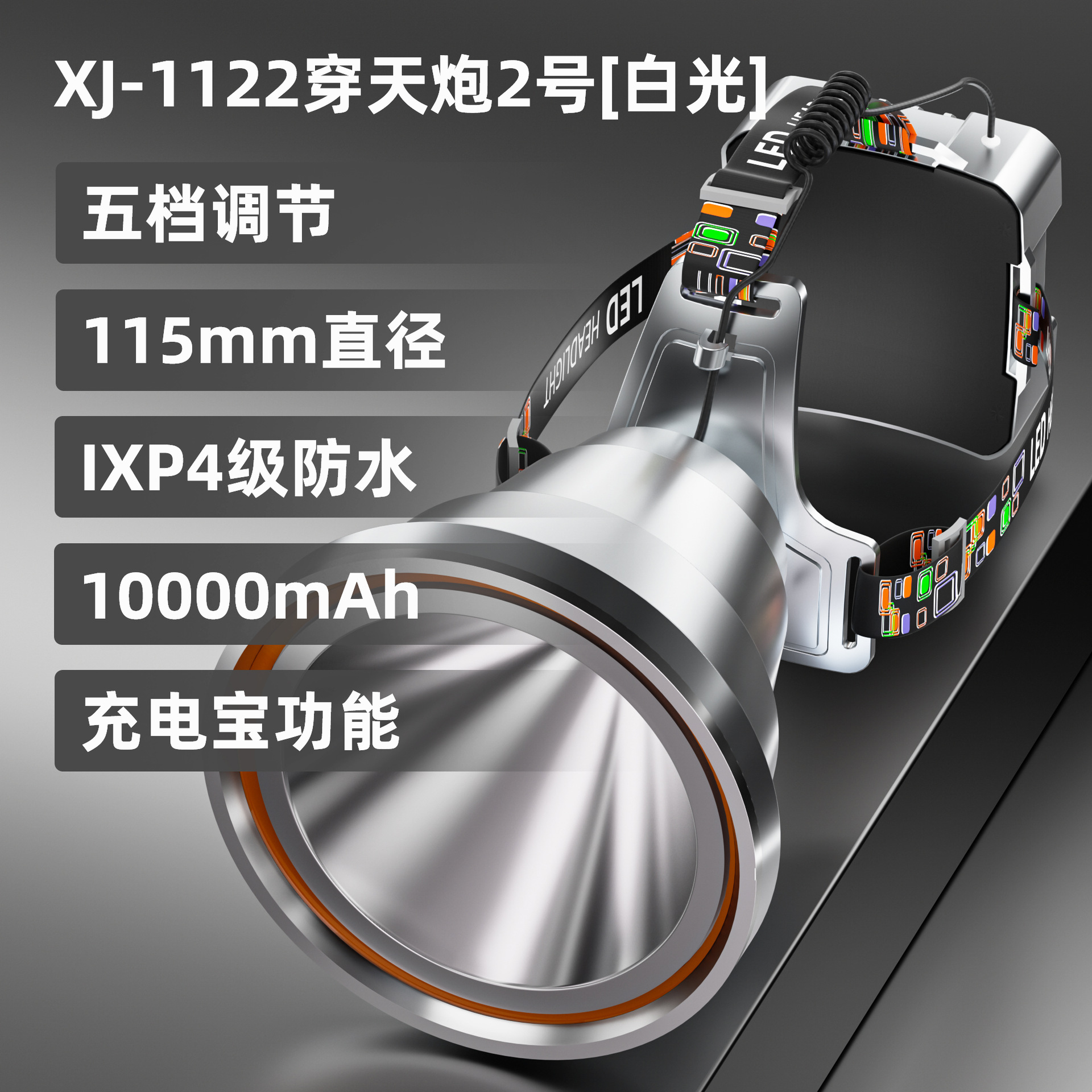 Cañón láser Luz de pesca nocturna Faros de alta potencia Luz fuerte Carga al aire libre Ultra brillante Linterna de largo alcance Lámpara de minero de batería de litio