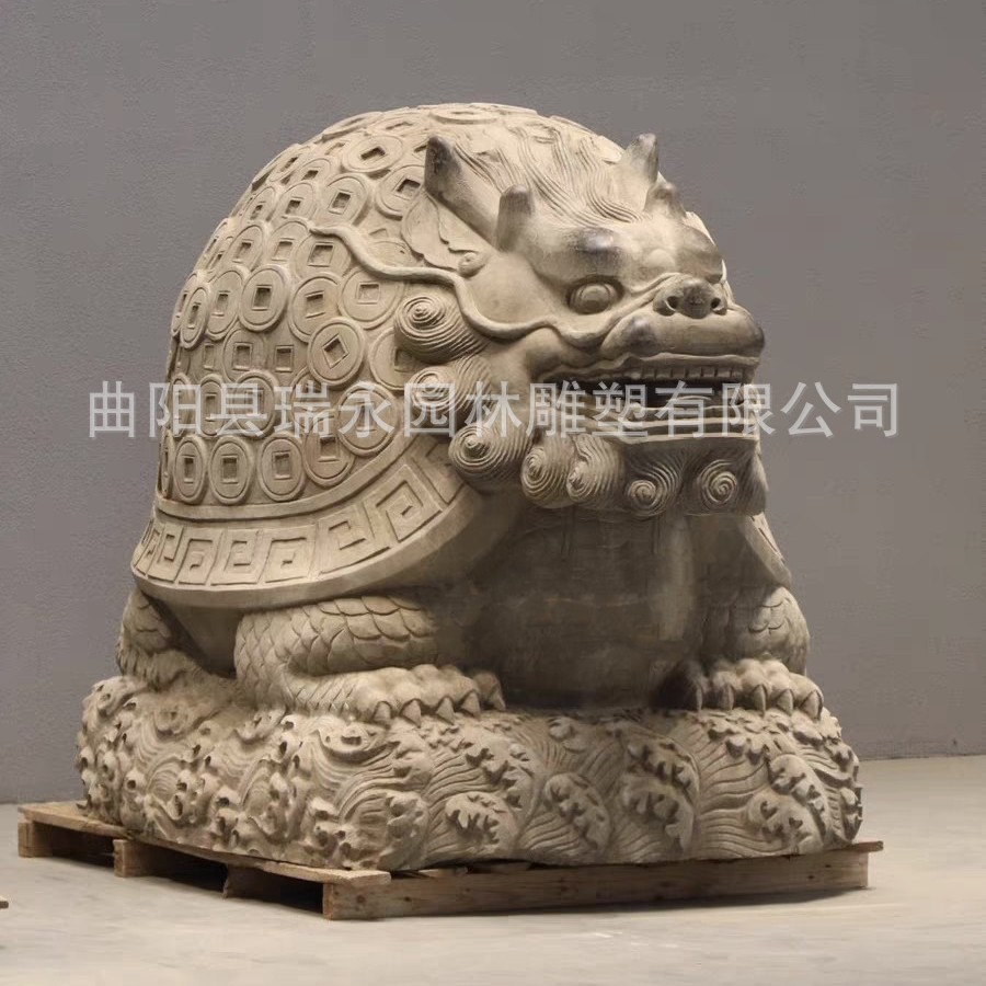 青石石雕海水金钱龟别墅景区龙头龟动物摆件银行酒店门口动物龙龟