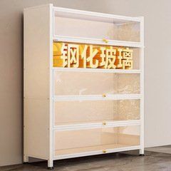 钢制书架带玻璃门书柜防尘手办展示柜痛柜家用铁皮收纳柜储物柜子