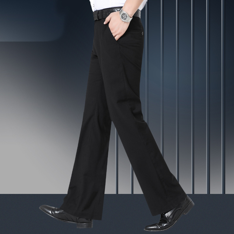 Stretch Men's Micro-flared Pants Casual Business Pants Draping Non-ironing Straight Suit Wide-leg Pants 2021 New