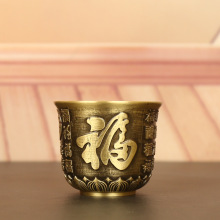 黄铜百福杯莲花三两杯佛前供奉茶杯摆件供水杯铜工艺品小酒杯批发