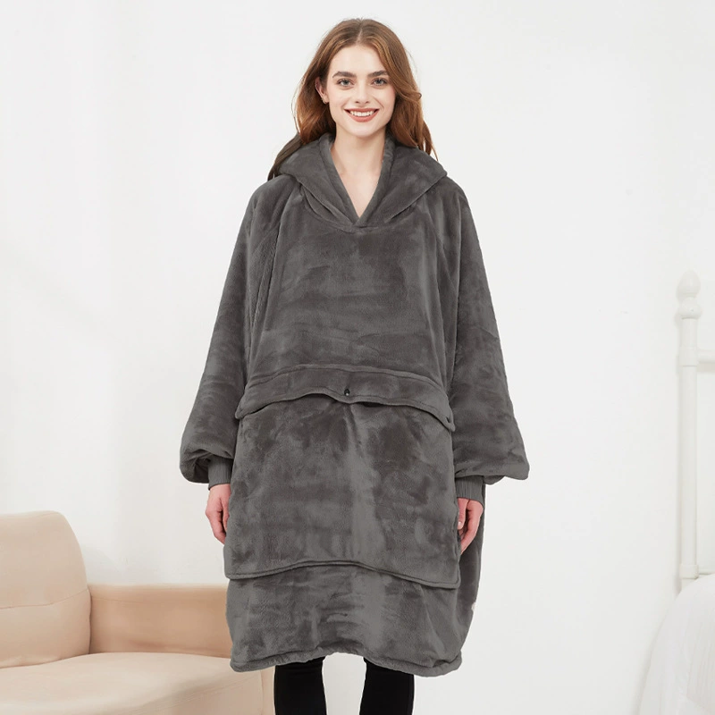  usb heated hooded wearable blanket, 3-zone heating, thickened large size, 5v 2a