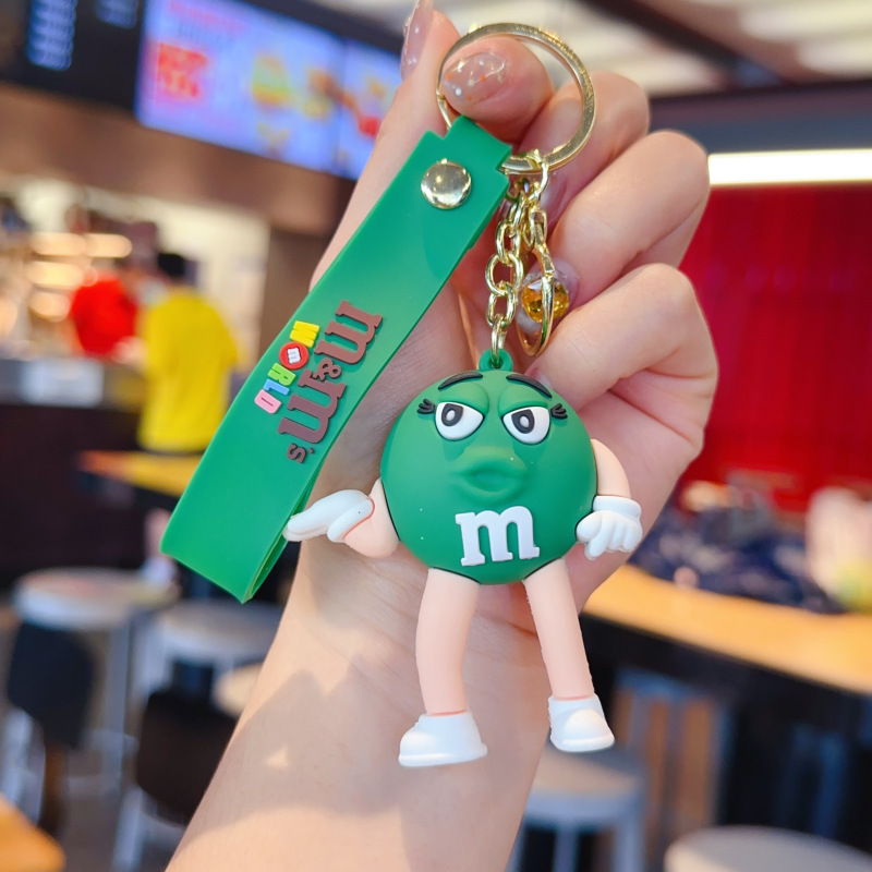 跨境创意滴胶公仔M豆钥匙扣挂件情侣包包汽车钥匙链配饰礼品批发|undefined