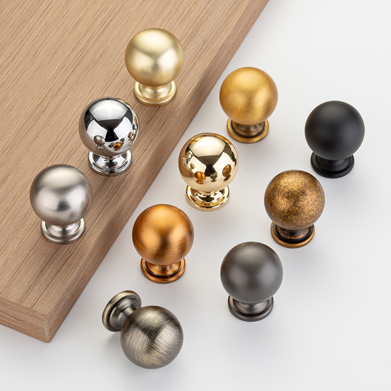 Light Luxury Italian Solid Cabinet Door Round Single Hole Handle Gold Black French Simple Cabinet Wardrobe Drawer Handle