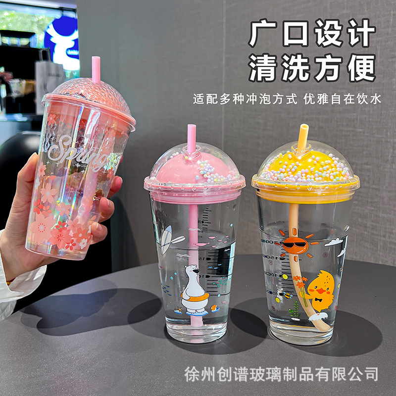 Cartoon cute straw with glass