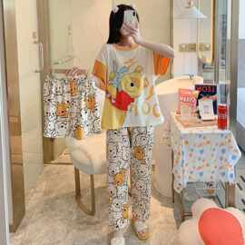 独立OPP包装睡衣印尼泰国东南亚三件套印花可爱卡通图案女家居服