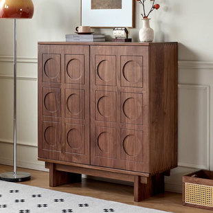 Vintage Middle Ancient Cabinet Black Walnut Side Cabinet Nordic Solid Wood Storage Cabinet Modern Simple Cherry Wood Entrance Cabinet