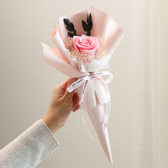 高级感玫瑰花单支永生花花束韩系真花生日礼品送女友闺蜜