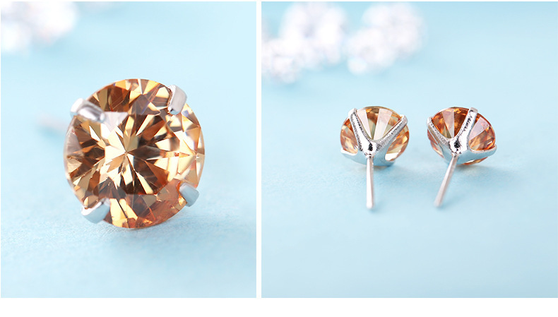 s925纯银四爪水钻耳钉 韩版女韩国小耳饰品 欧美