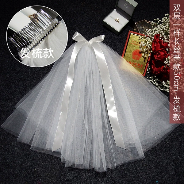 Double layer same length ribbon style 50cm hair comb style