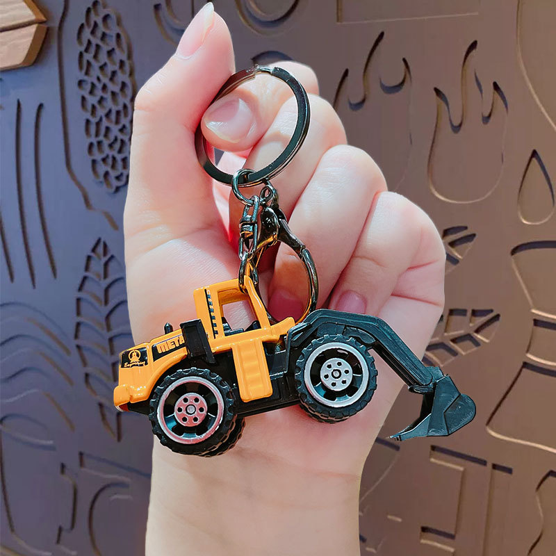クリエイティブミニ合金エンジニアリング車両キーホルダーペンダント漫画おもちゃプルバック車スクールバッグキーチェーンペンダントギフト|undefined