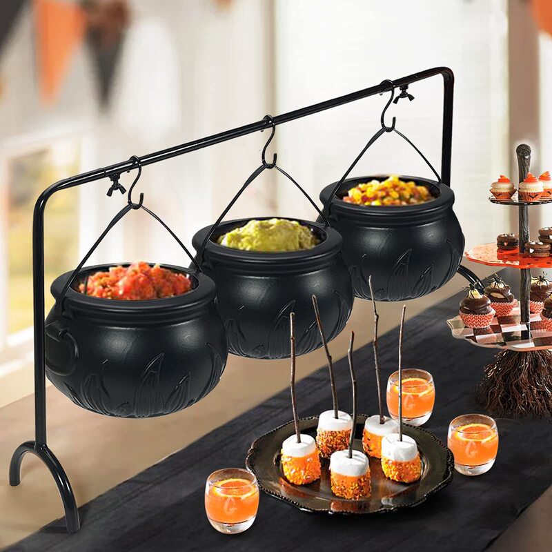 ハロウィーンパーティー装飾3点セット魔女大鍋棚に野菜ボウル黒プラスチックキッチン装飾|undefined