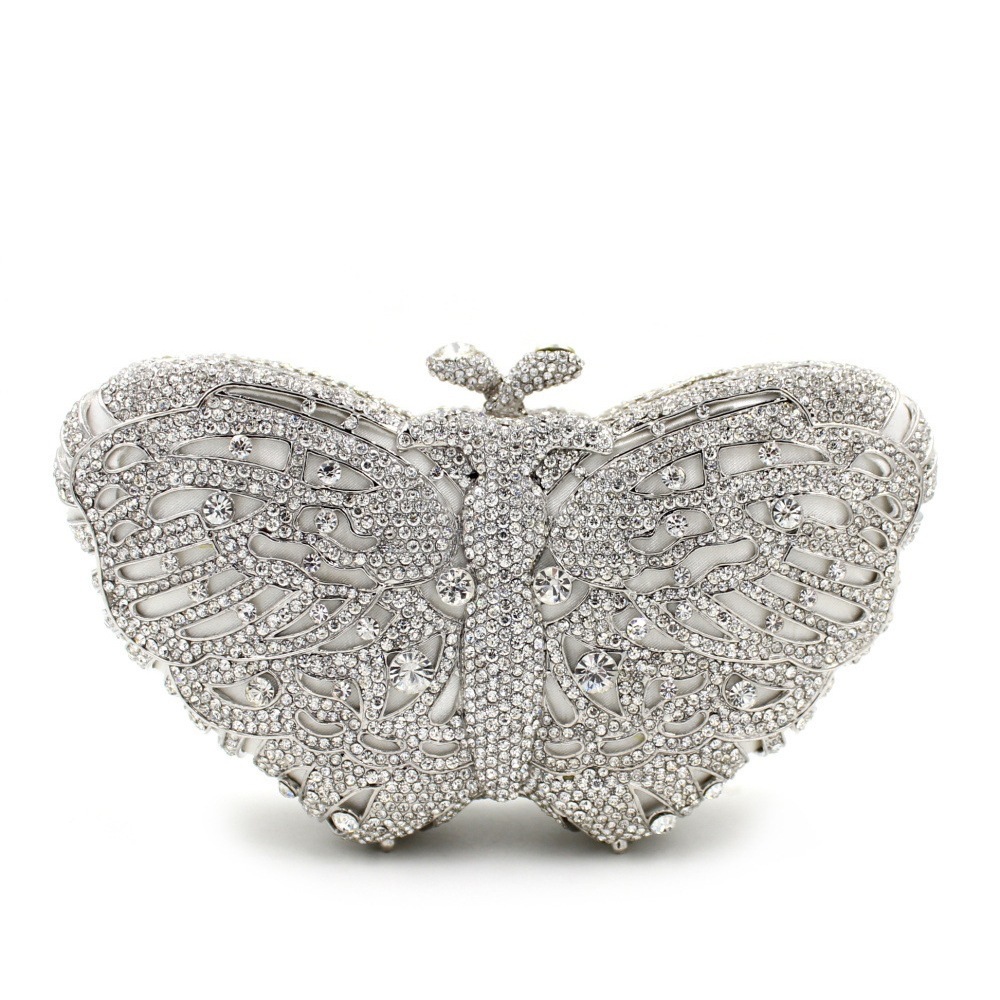 Bolsa de cena de mariposa rosa, bolsas de diamantes, bolsas de mano, bolsas de diamantes, bolsas de cristal, bolsas de regalo, bolsas pastel