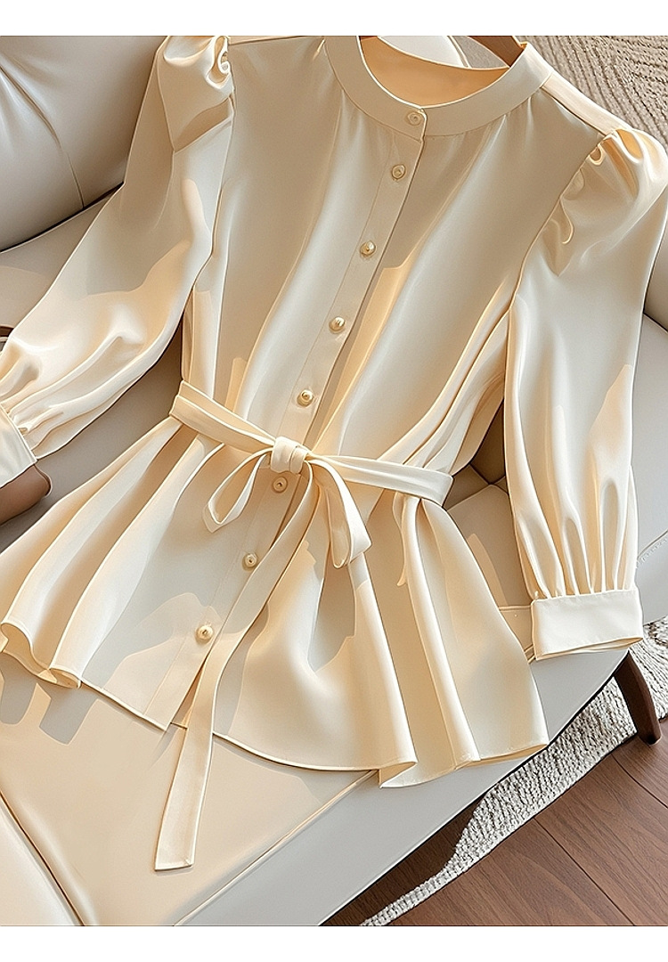 Women's Clothing beautiful milk series gentle and sweet temperament tops are super beautiful apricot long sleeved shirts for women in early autumn_voghion.com