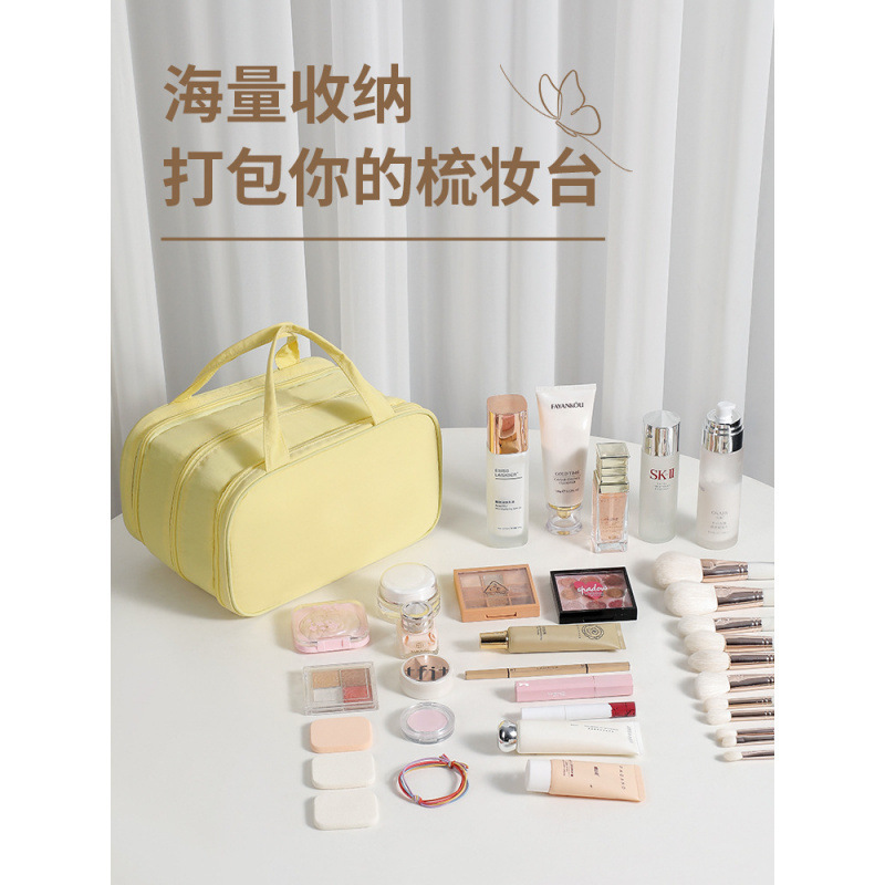 2025新款化妆包女大容量双手提三层分区化妆品收纳包轻奢防水包|undefined