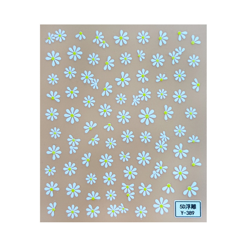 シェル光沢のあるガラスリボンネイルアートステッカー 5d レリーフ立体花かわいい落書きウェアラブルネイルステッカー|undefined