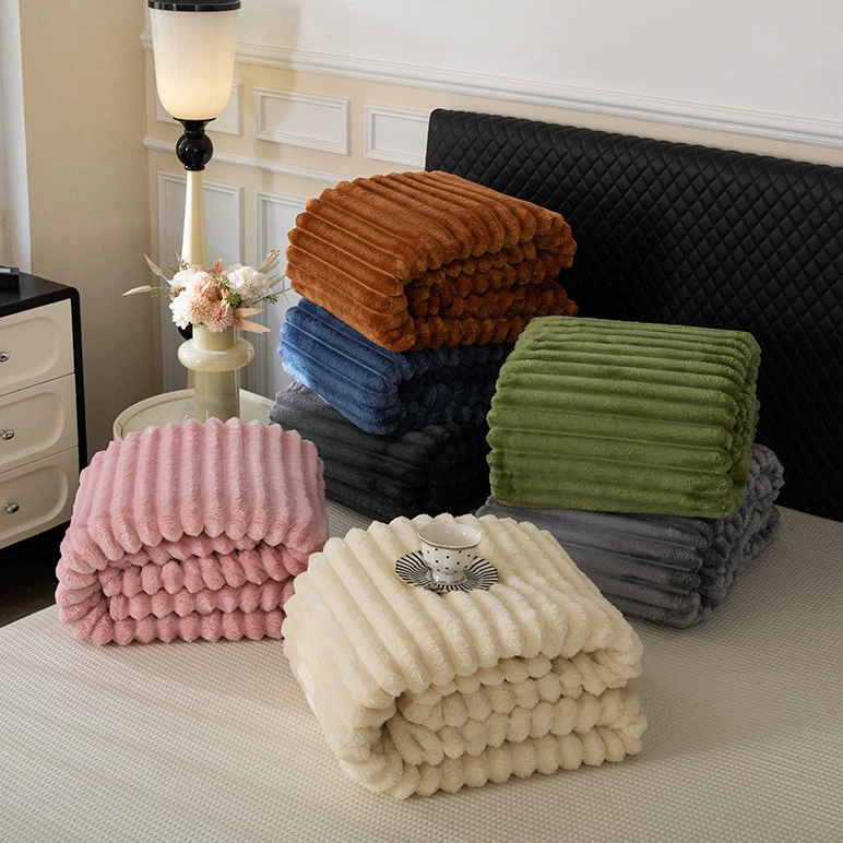 Трансграничный кролик плюшевые одеяла в полоску утолщенные фланелевые одеяла пузырьковая платка коралловый бархат диванные одеяла