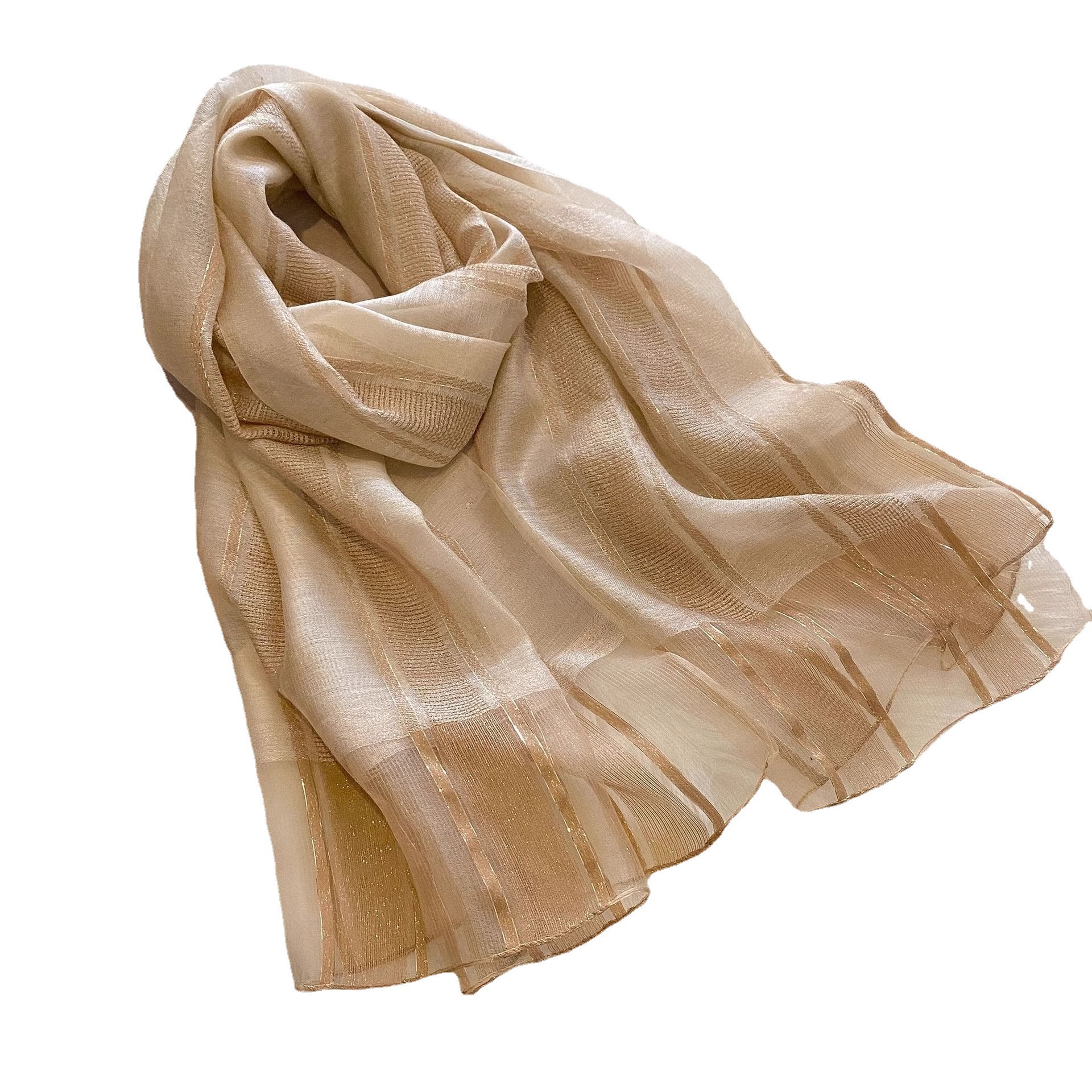 Dames sjaal van moerbeizijde en wol met gouddraad herfst winter_voghion.com