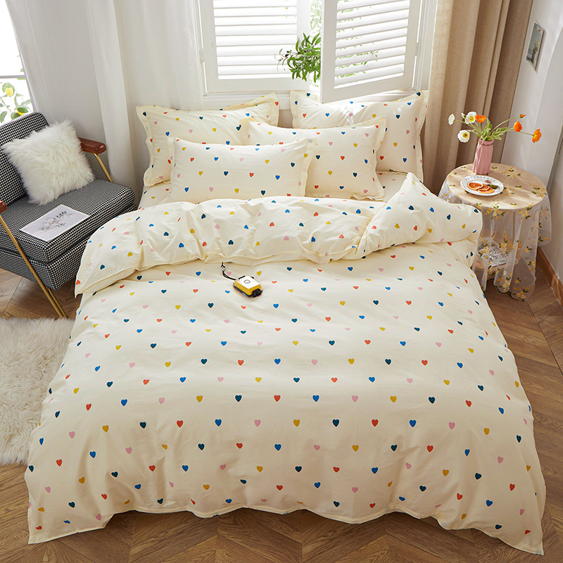 ins风北欧简约小清新纯棉四件套全棉被套床单三件套学生宿舍单人