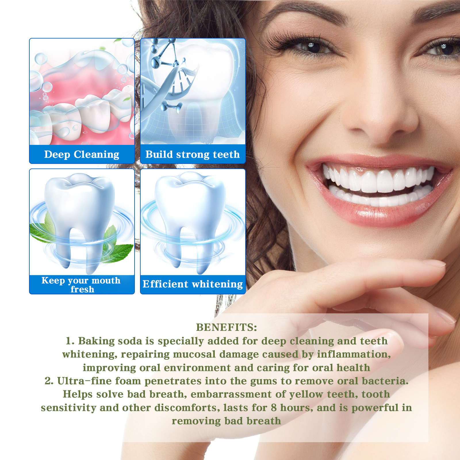 OUHOE Tooth Mousse Pulizia orale Denti gialli, alito cattivo, tartaro, macchie, dentifricio in schiuma antitarme_voghion.com