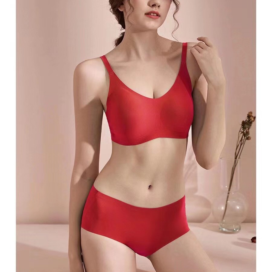 작은 가슴을 위한 무봉제 속옷, 심리스 원피스 노와이어 브라 세트, 편안하고 통기성 좋은 스포츠 백리스 풀컵 브라