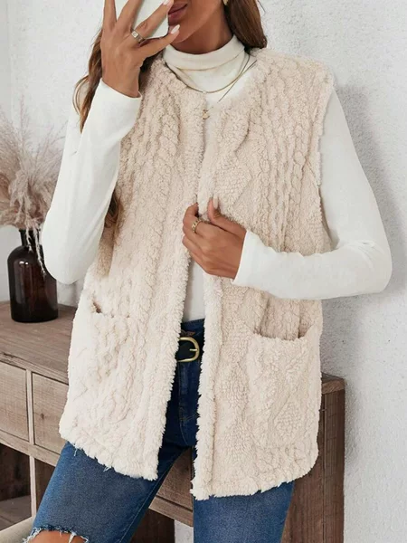 Europe and the United States cross-border hot double-sided plush pocket casual cardigan fashion vest women's AliExpress independent station