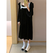 秋冬新款大码女装胖mm200斤丝绒长袖款式连衣裙