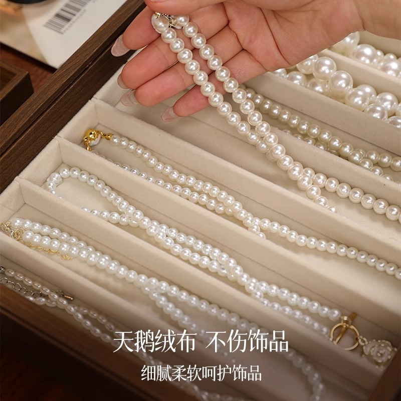 珠宝项链收纳盒大容量轻奢高级感首饰盒绒布托盘超大内置绒格子|undefined